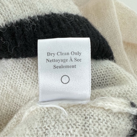 A.L.C. Ivory w Black Trim Wool Alpaca Blend Crew Neck Lightweight Sweater Sz S/P - Picture 9 of 12